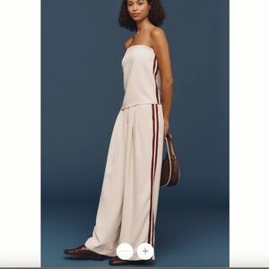 ANTHROPOLOGIE MAEVE STRAPLESS FLOWY TOP & MATCHING AVERY PLEATED TRACK TROUSERS